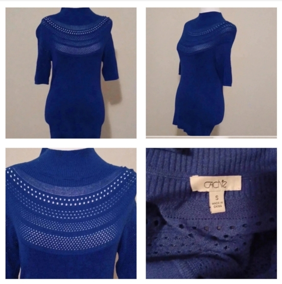 🌺Cache dark blue sweater with short sleeves - Picture 1 of 7